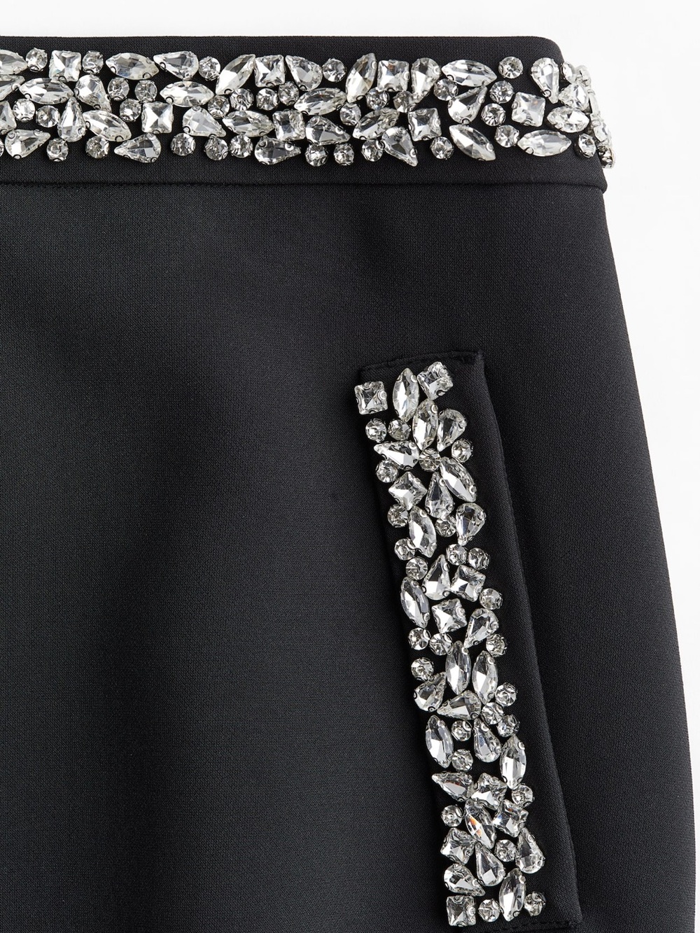 H&M Edition Rhinestone-Embellished Mini Skirt Black Size 6 - Picture 3 of 14
